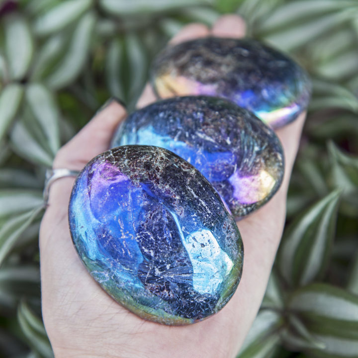 Angel Aura Arfvedsonite Palm Stones