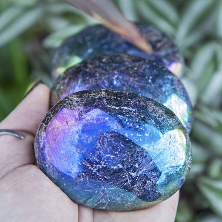 Angel Aura Arfvedsonite Palm Stones