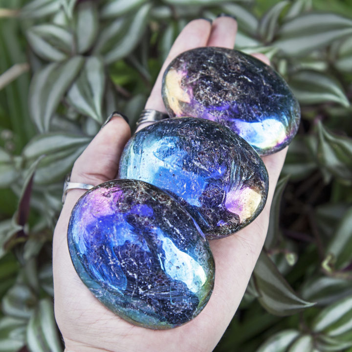 Angel Aura Arfvedsonite Palm Stones