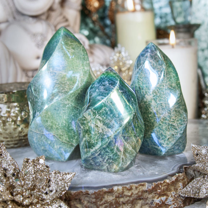 Aura Amazonite Throat Chakra Flames