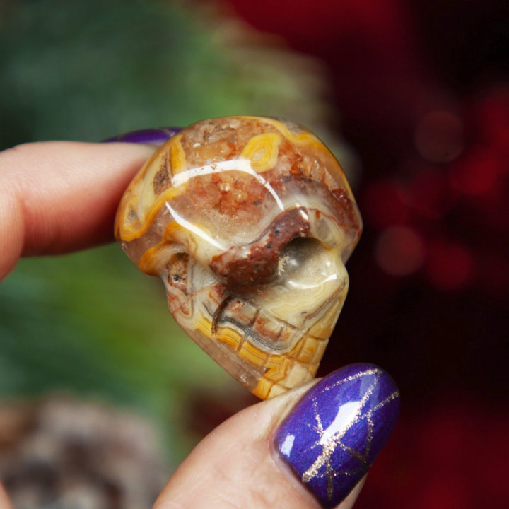 Crazy Lace Agate Skull