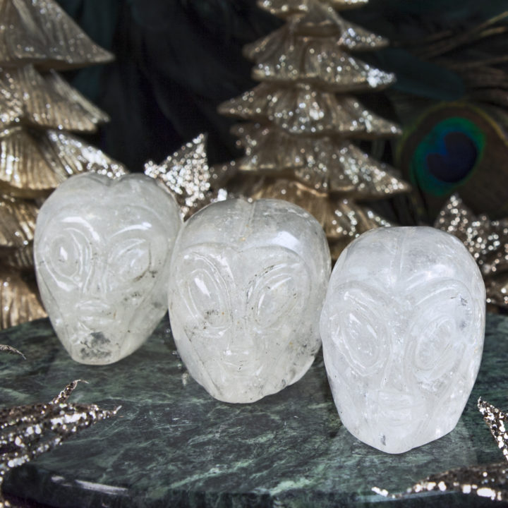 Clear Quartz Alien Skulls