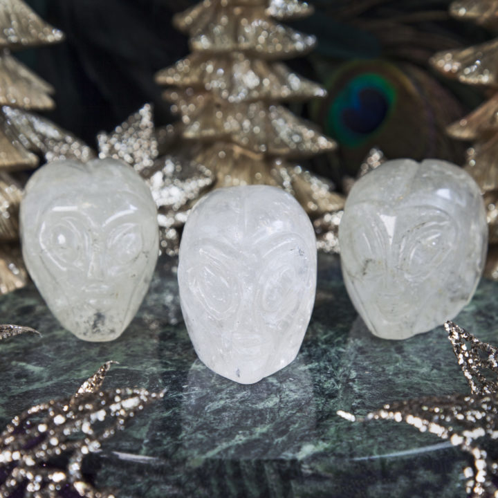 Clear Quartz Alien Skulls