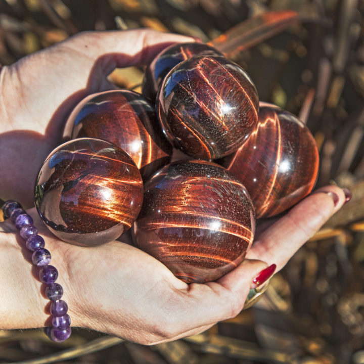 Wise Power Red Tigers Eye Spheres