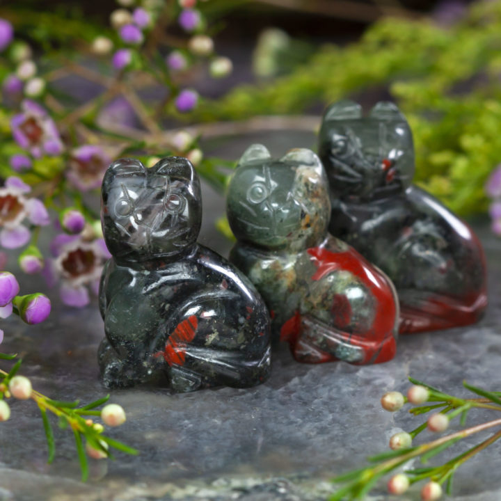 Bloodstone Cat Carving