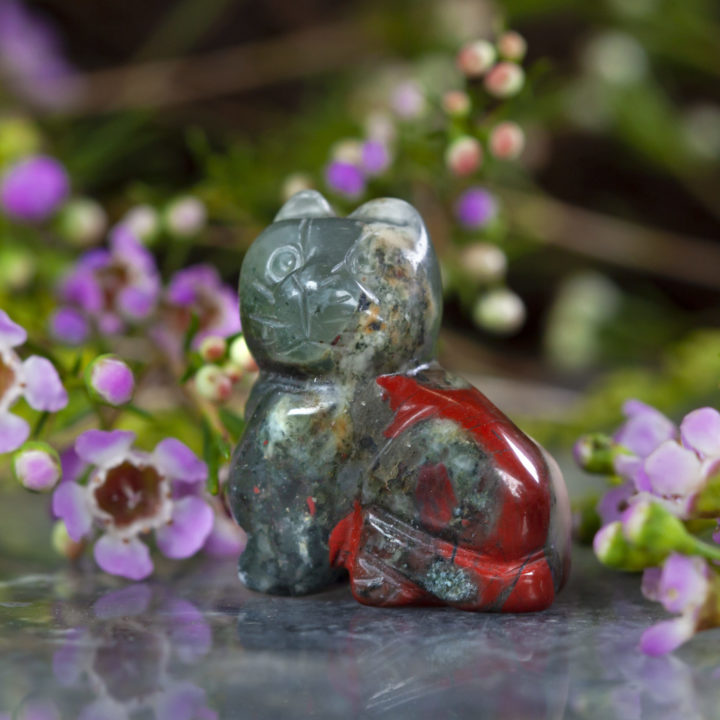 Bloodstone Cat Carving