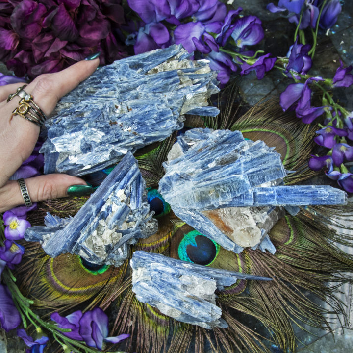 Blue Kyanite in Quartz Cluster