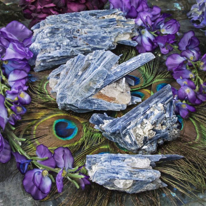 Blue Kyanite in Quartz Cluster