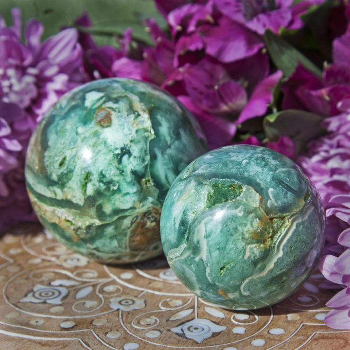 Heart Healing Brecciated Chrysoprase Sphere