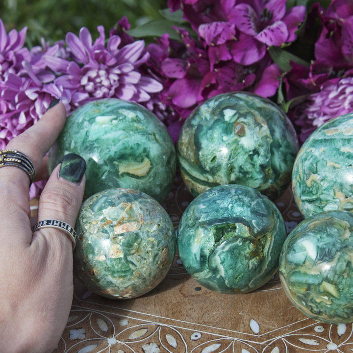 Heart Healing Brecciated Chrysoprase Sphere