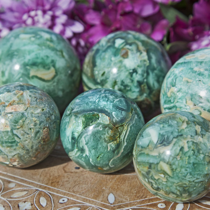 Heart Healing Brecciated Chrysoprase Sphere