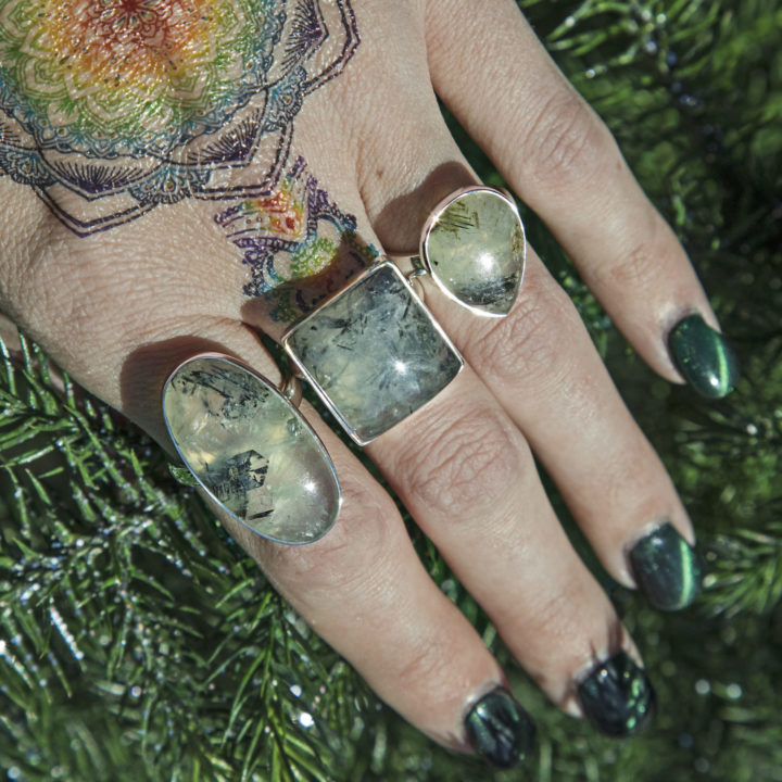 Manifest Healing Prehnite with Epidote Ring