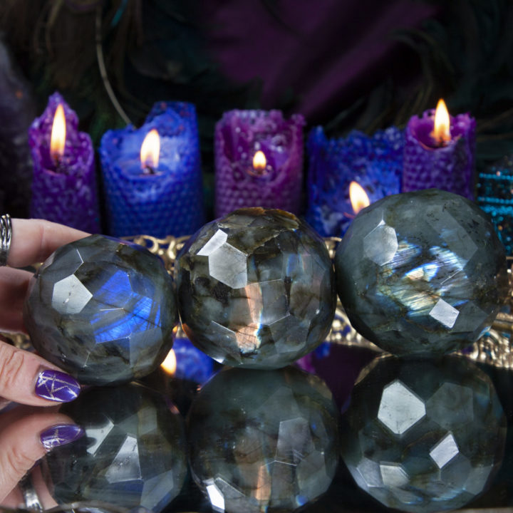 New Moon Magic Labradorite Faceted Sphere