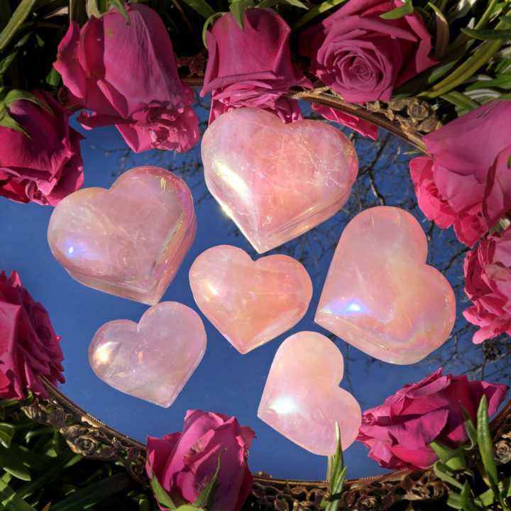 Angel Aura Rose Quartz Heart