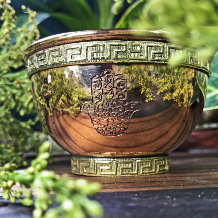 Hamsa Hand Copper Offering Bowl