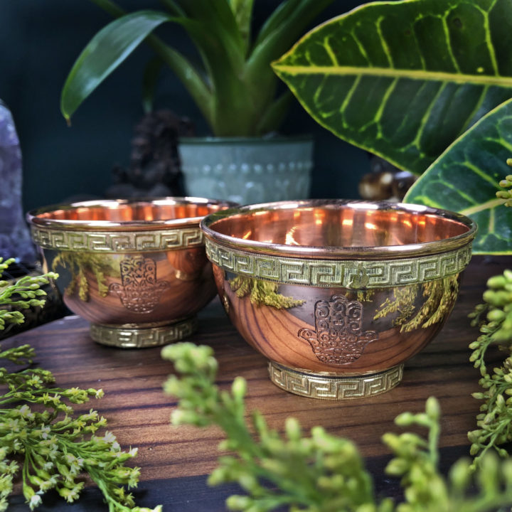 Hamsa Hand Copper Offering Bowl