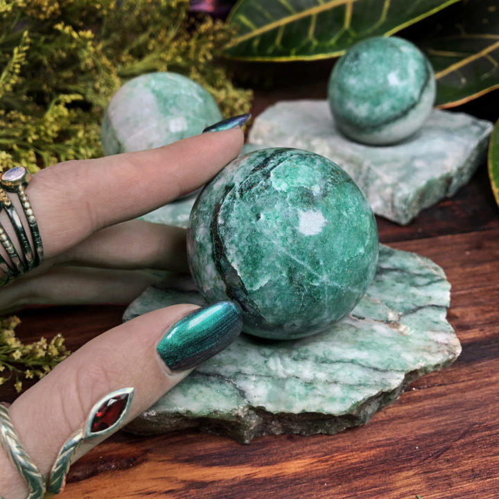 Healing and Abundance Jade Sphere with Stand