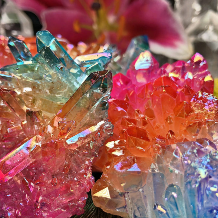 Rainbow Aura Quartz Cluster