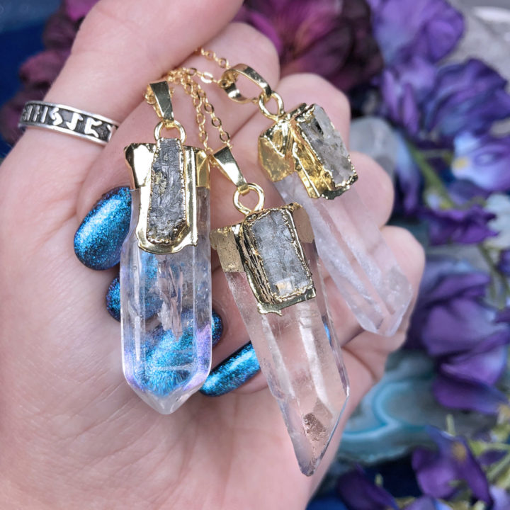 Ultra Alignment Clear Quartz and Kyanite Pendant