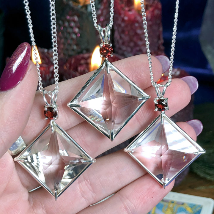 Clear Quartz and Garnet Magician Pendant