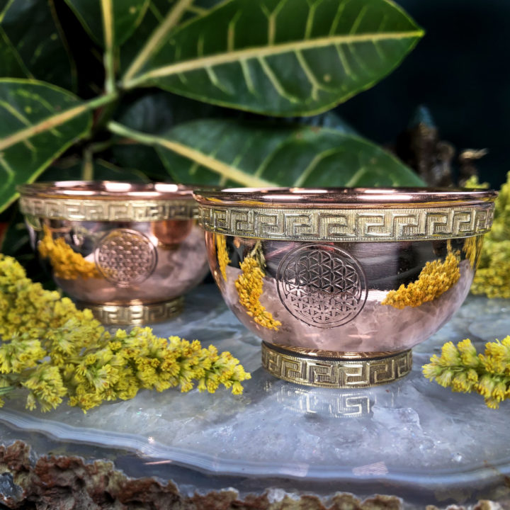 Flower of Life Copper Offering Bowl