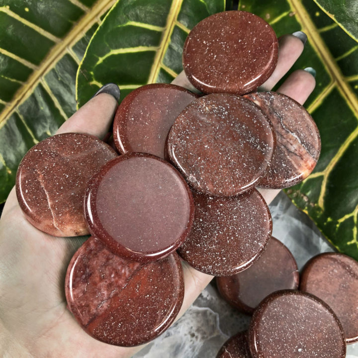 Red Aventurine Strength and Recovery Palm Stone