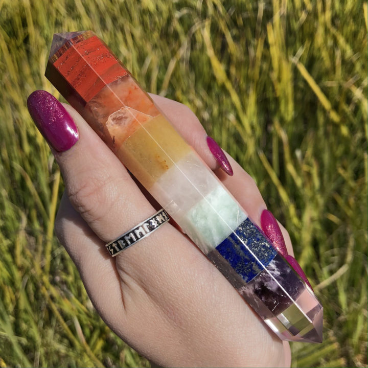 Ultra Alignment 9 Chakra Gemstone Wand