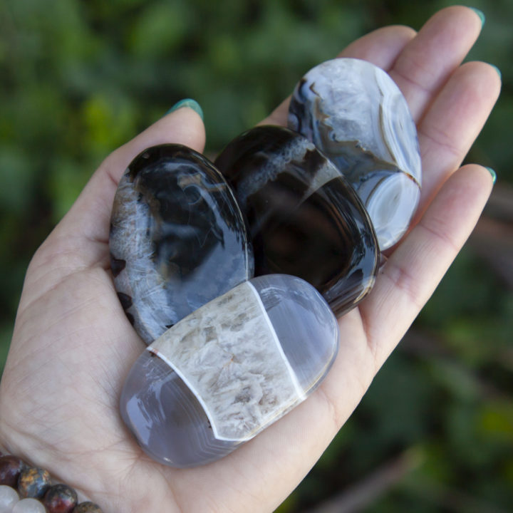 Black and White Agate Palm Stone