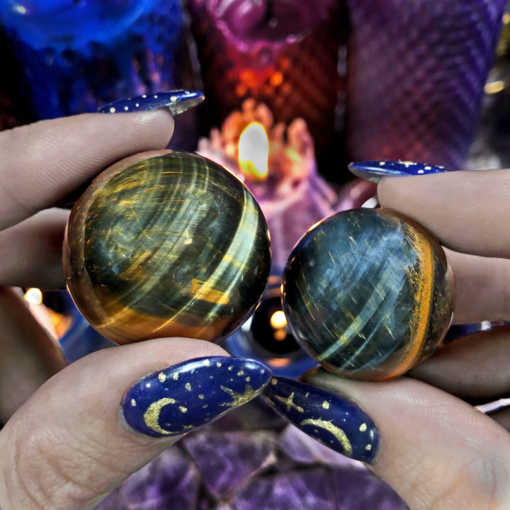 Blue Tigers Eye Wise Priestess Sphere