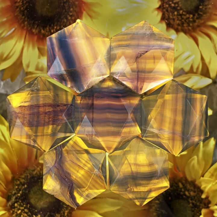 Rainbow Yellow Fluorite Hexagon