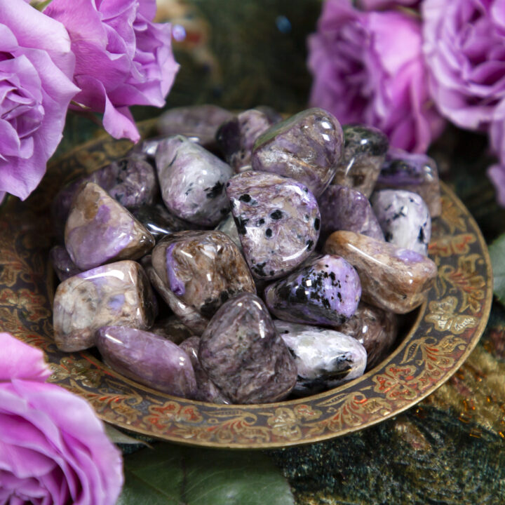 Tumbled Charoite with Tinaksite