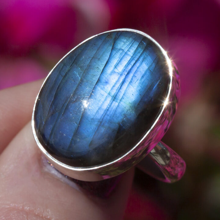 Blue Flash Labradorite New Moon Magic Ring