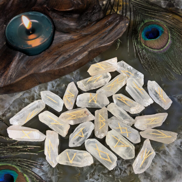 Clear Quartz Point Magical Rune Set