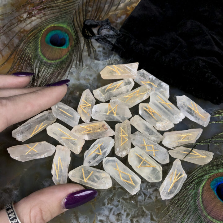 Clear Quartz Point Magical Rune Set