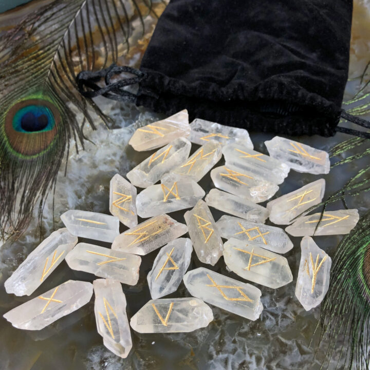 Clear Quartz Point Magical Rune Set