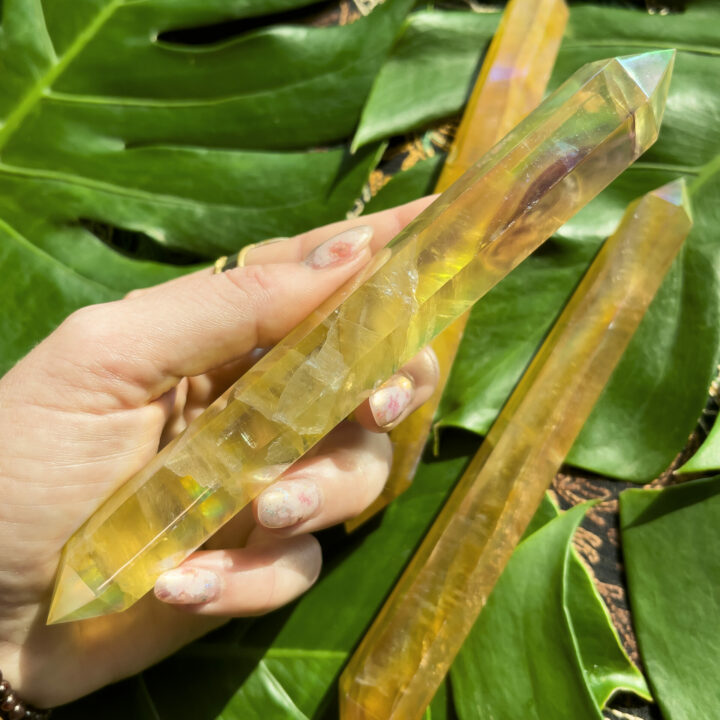 Angel Aura Yellow Fluorite Manifestation Wand