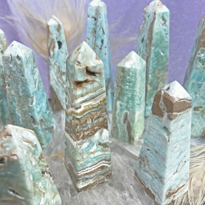 Blue Aragonite Angelic Frequency Obelisk