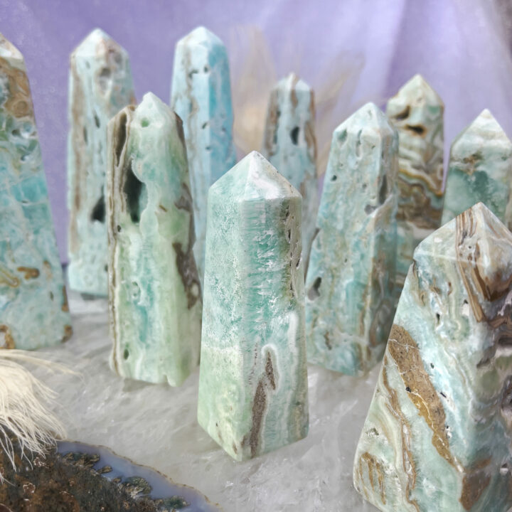 Blue Aragonite Angelic Frequency Obelisk