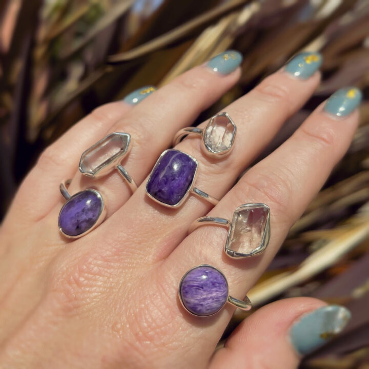 Herkimer and Charoite Spiritual Warrior Ring