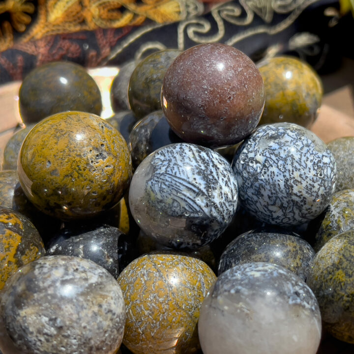 Mini Barite in Quartz Flying Sphere