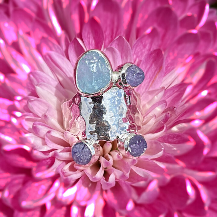 Athenas Aquamarine and Tanzanite Water Priestess Ring