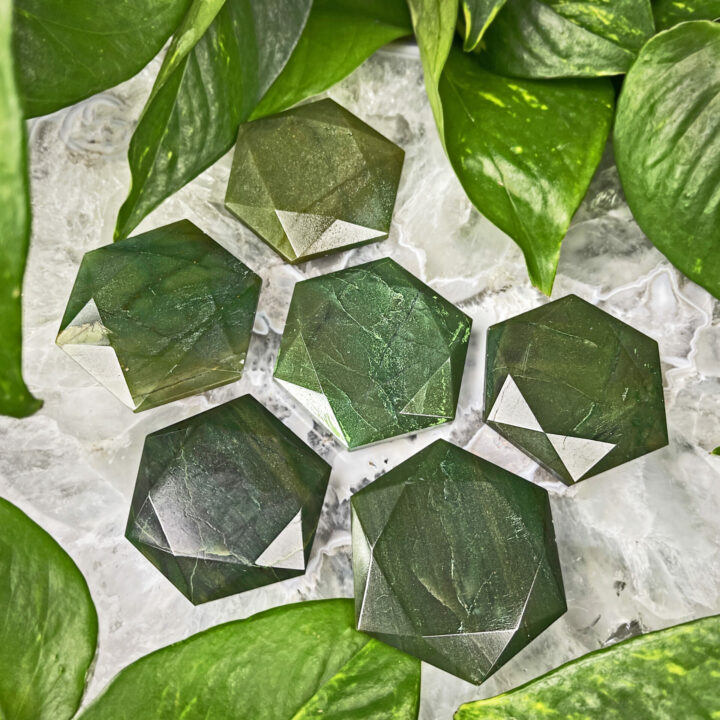 Healing and Abundance Faceted Jade Palm Stone