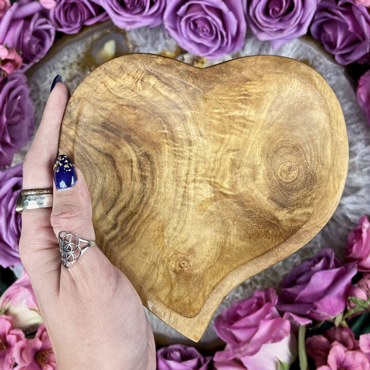 Handmade Heart Teak Wood Altar Bowl