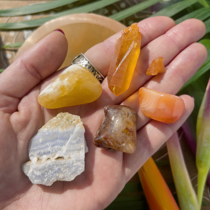 Creative Muse Orange Selenite Bowl with Gem Set