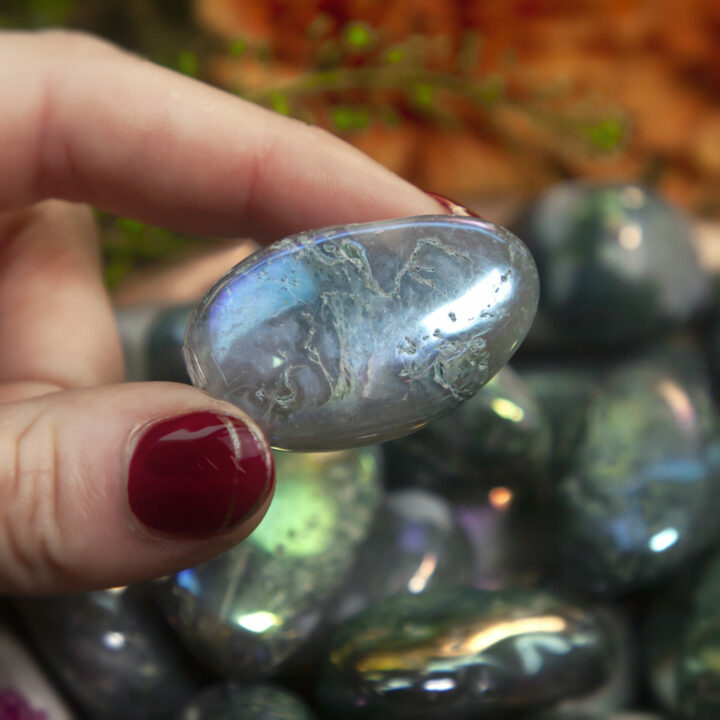 Tumbled Angel Aura Moss Agate