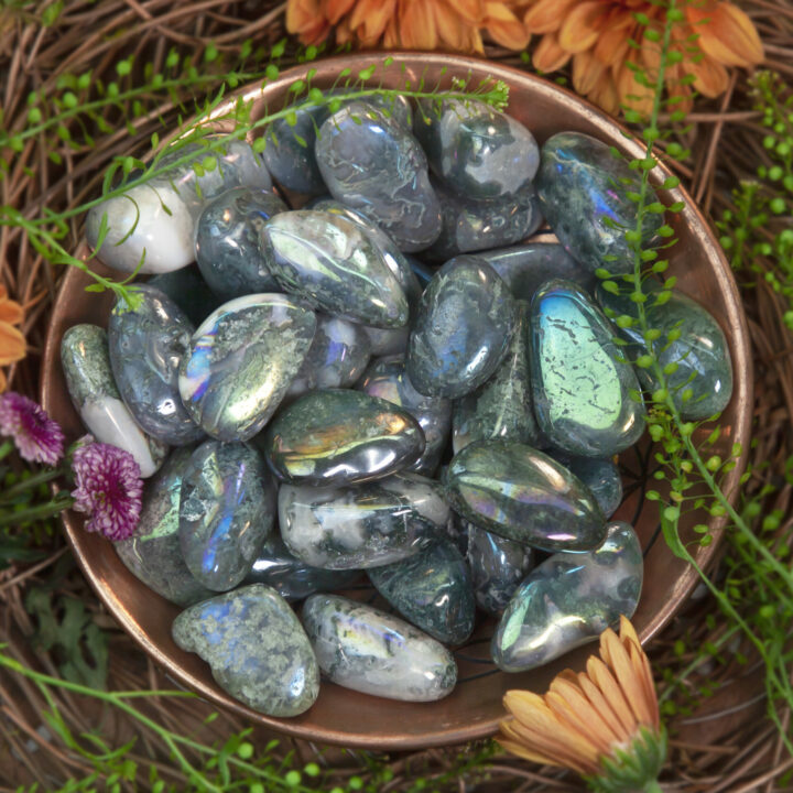 Tumbled Angel Aura Moss Agate